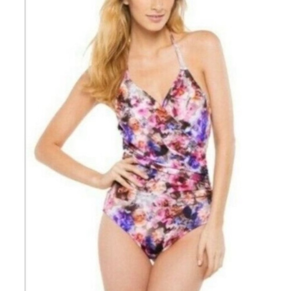 Badgley Mischka floral swimsuit